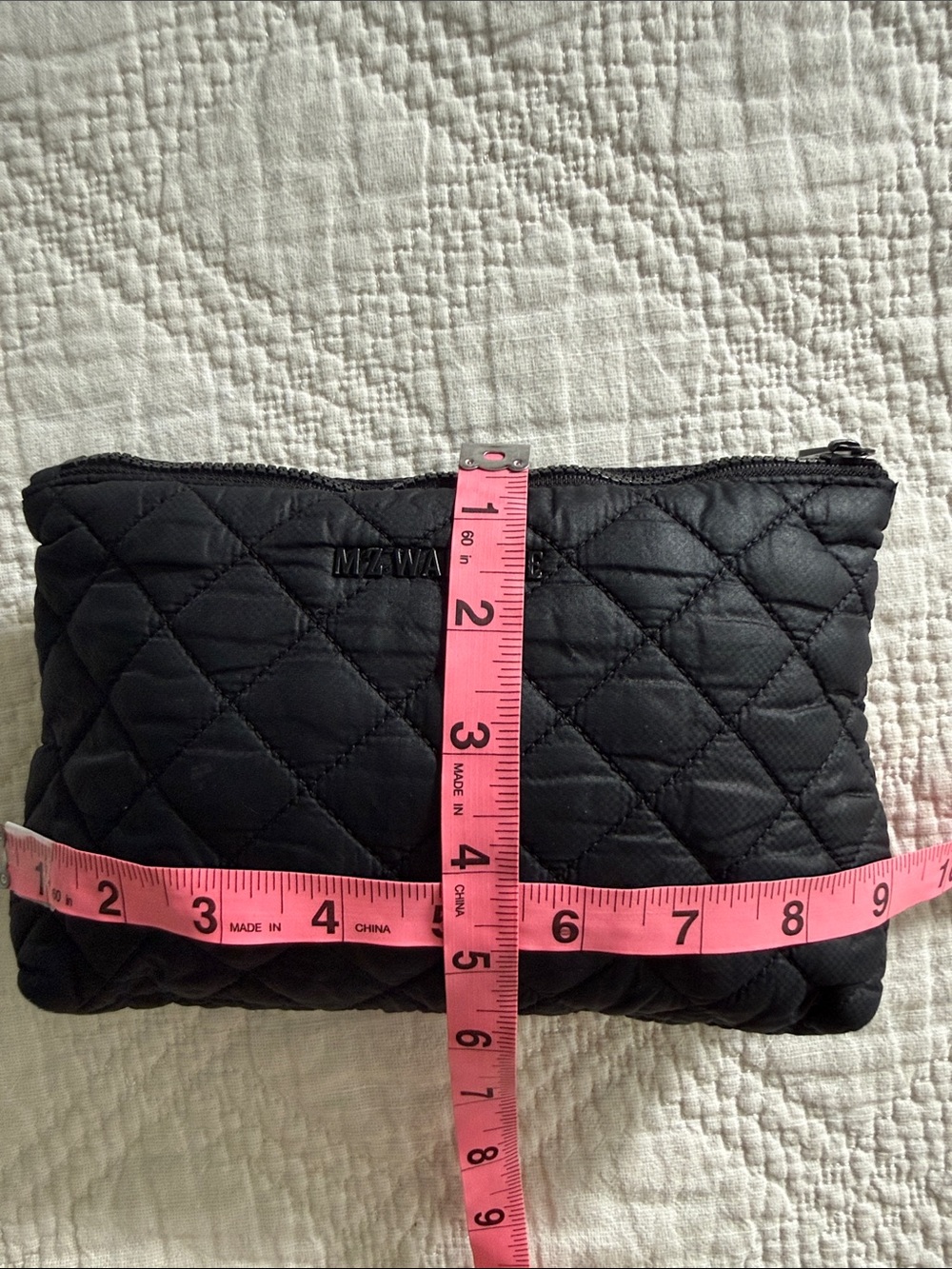 MZ Wallace Black Quilted Nylon Double Zip Cosmetic Pouch Medium Size - Picture 6 of 12